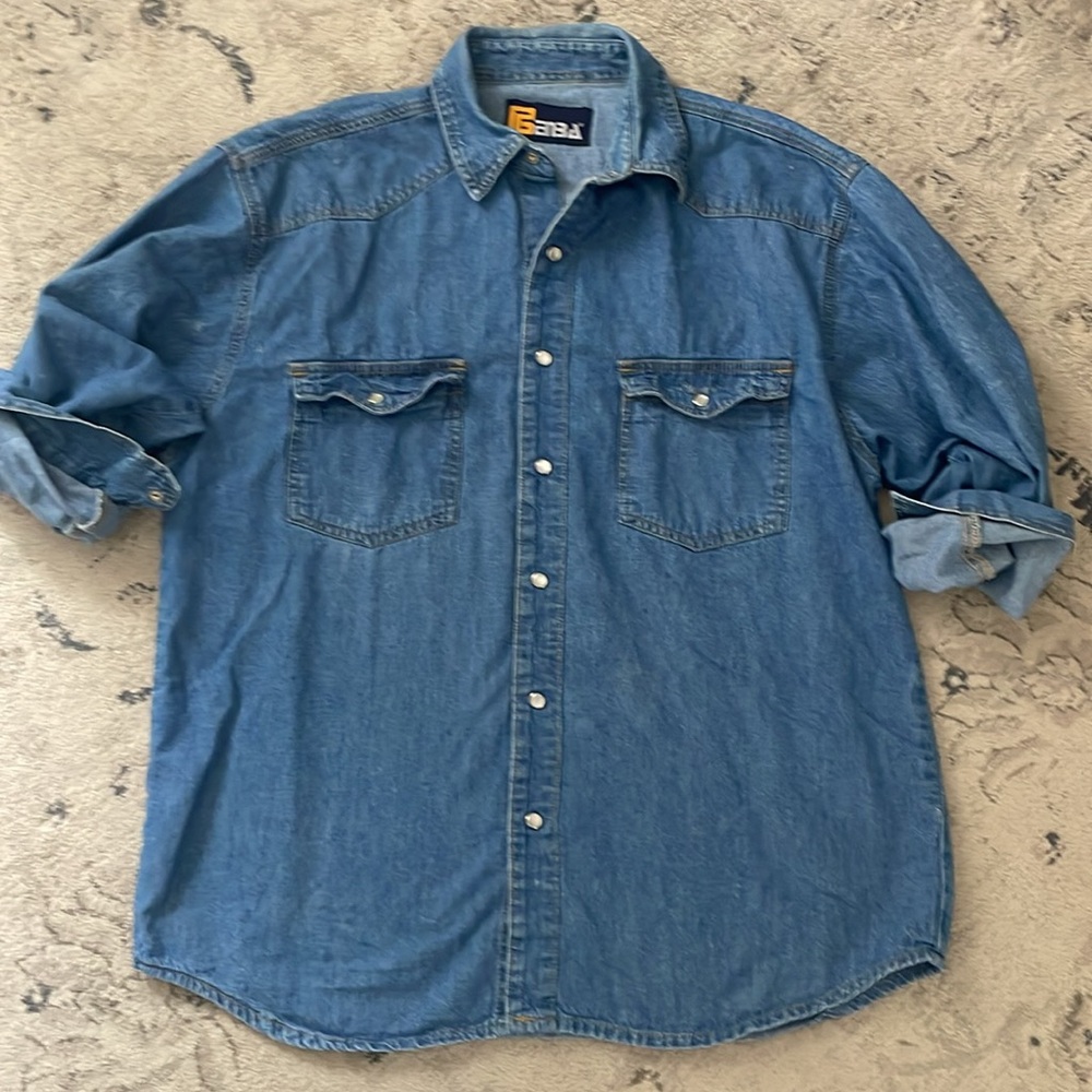 Vintage 90’s distressed oversized denim shirt-unisex